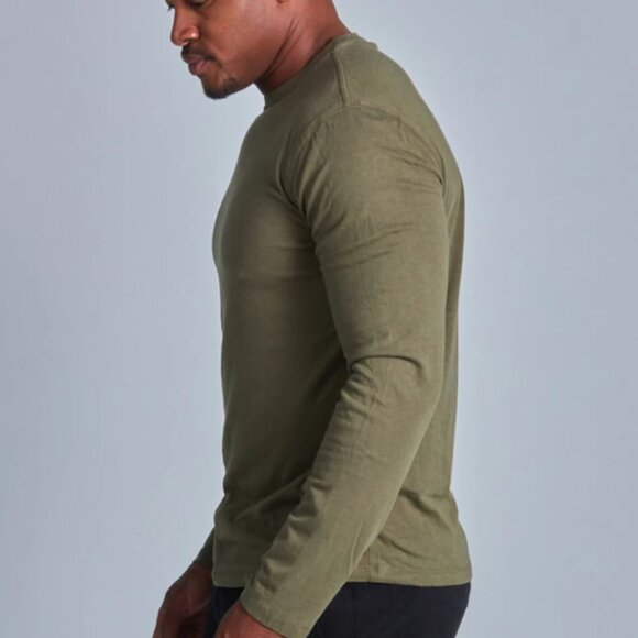 Men's Onno Long Sleeve Bamboo T-Shirt Cypress Green - Picture 1 of 3
